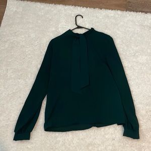 Deep green tie neck top